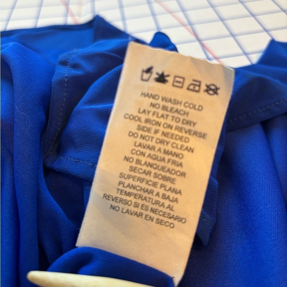 Morgan & Co Royal Blue Beaded Floor Length Gown w/ Side Slit – Sz 5/6 - Picture 8 of 12